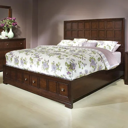Contemporary Queen Storage Bed with Picture-Frame Molding